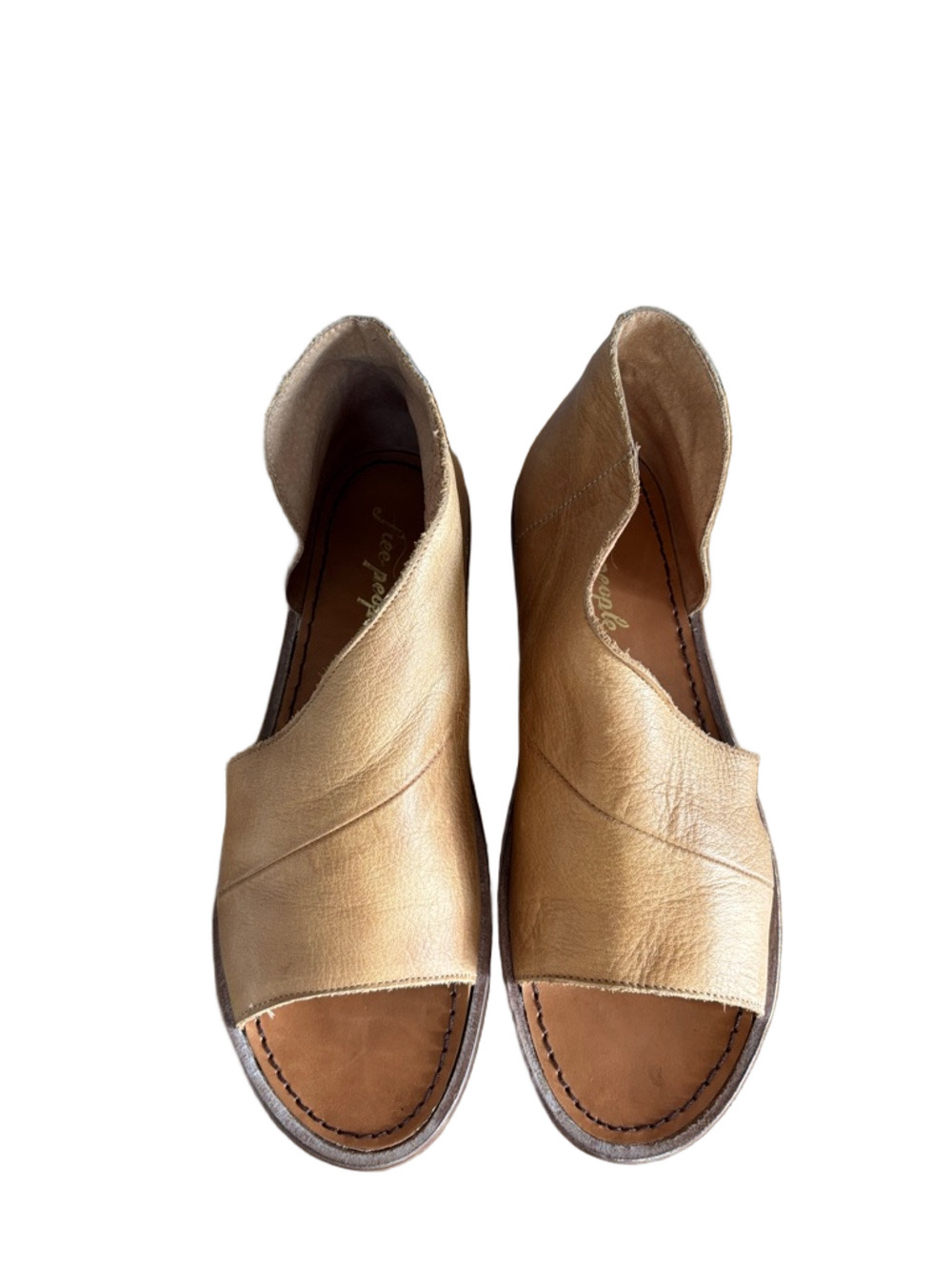 Free People Tan Open-Side Leather Low Heel Flat